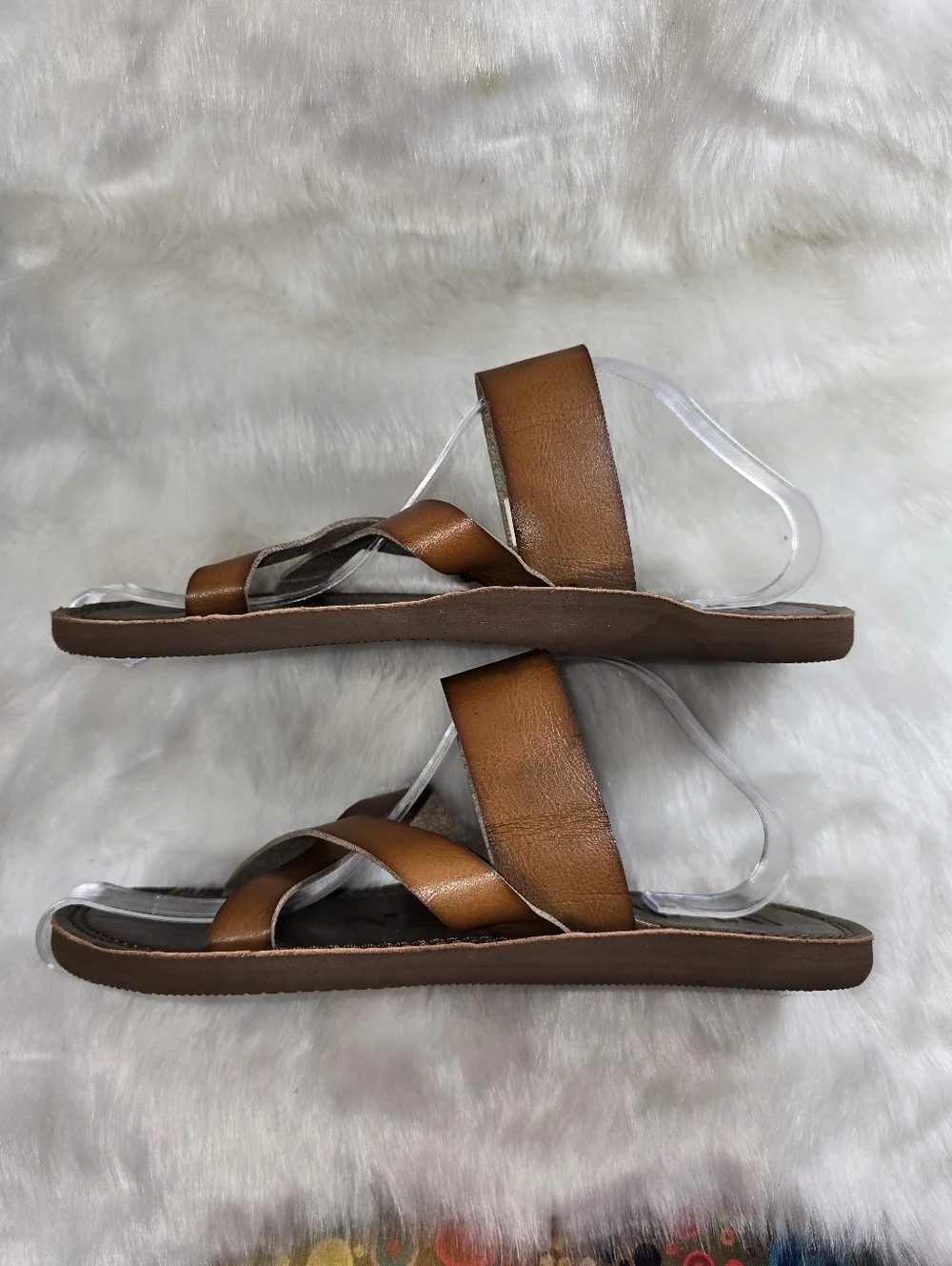 Madden M-Cross Men's Brown Leather Slide Sandals w/Casual Cross-Strap